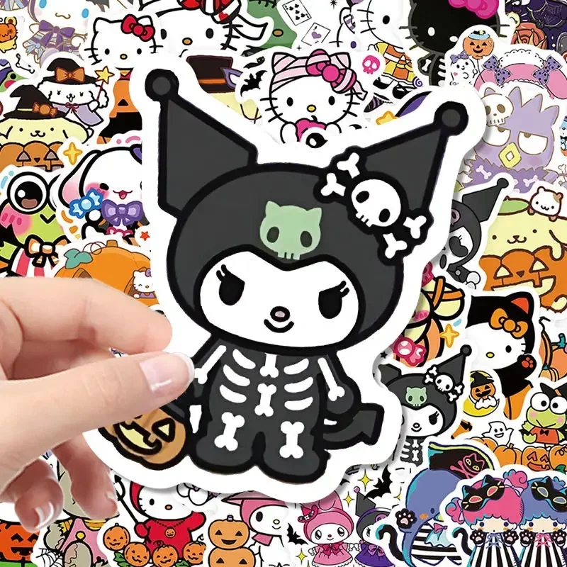 50PCS Sanrio Halloween Hello Kitty Kuromi Stickers Notebook Water Cup Mobile Phone Shell Refrigerator Luggage Stickers Wholesale