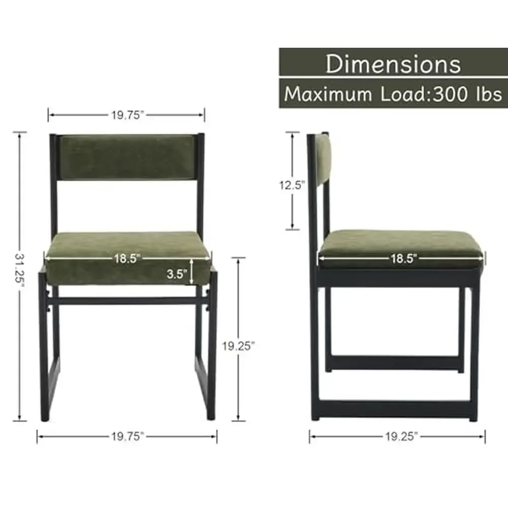 Modern Upholstered Dining Chairs Set 8 Metal Frame Armless Fabric Side Chair High Weight Capacity Rotatable Foot Pad Easy