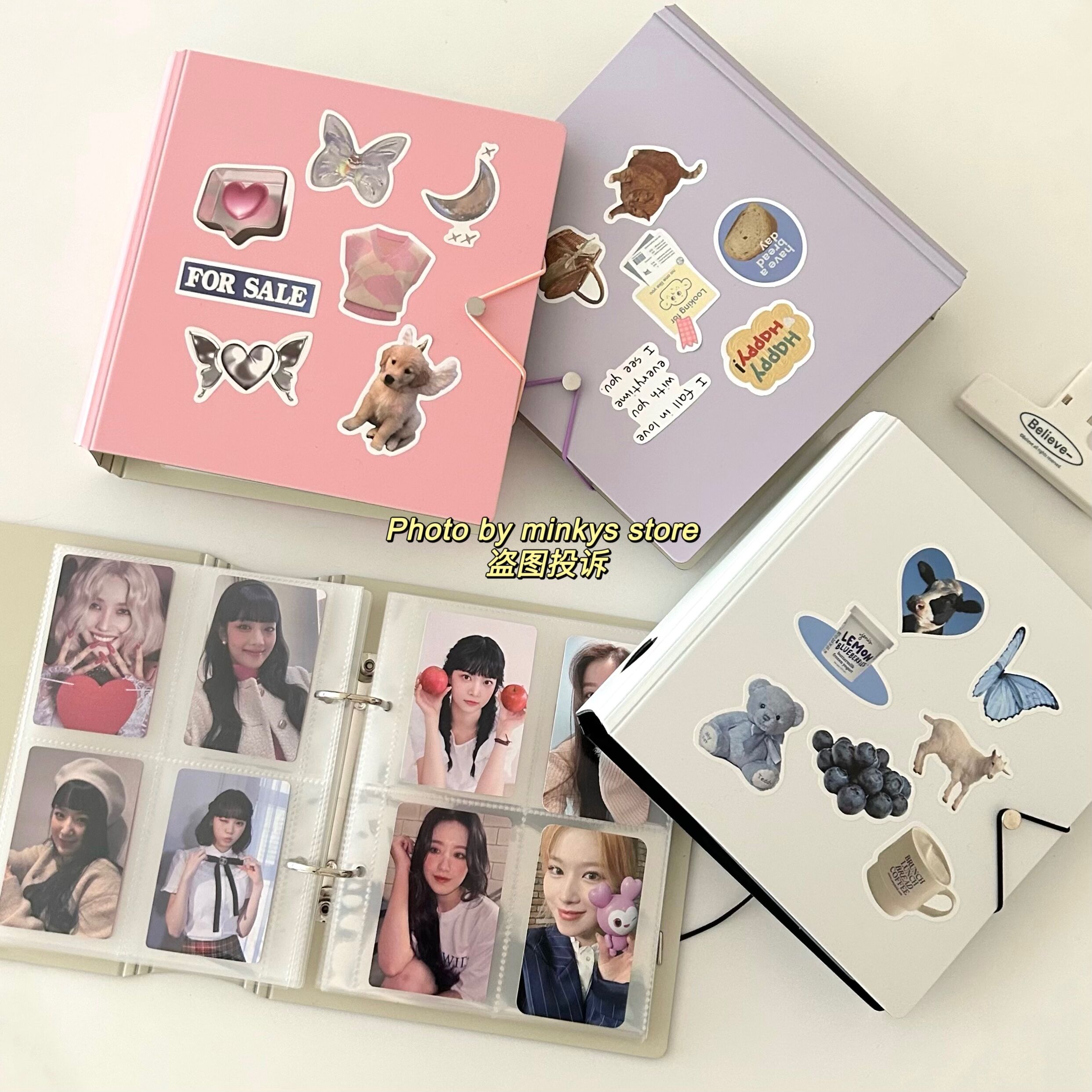 MINKYS かわいい D シェイプリング 3 インチ Kpop フォトカードバインダー大容量アイドルフォトカードアルバムフォトカード収集ブック