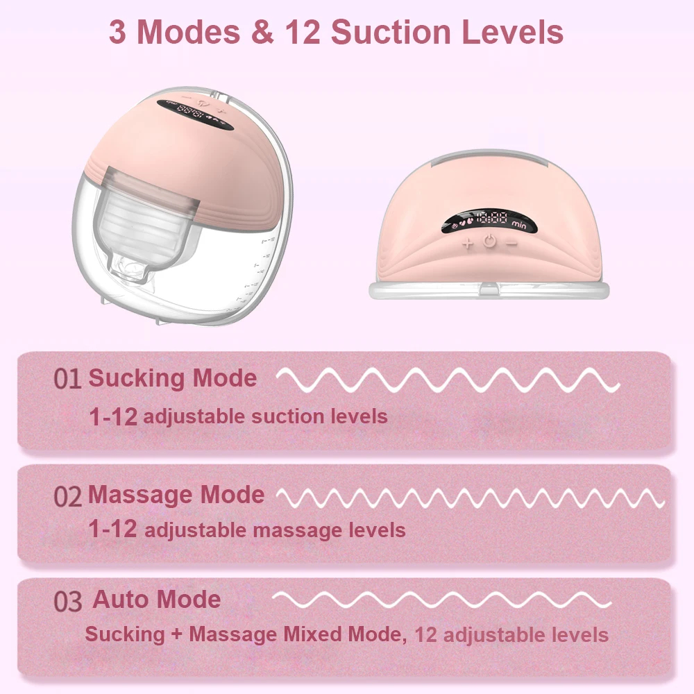 Wearable Breast Pump Super Silent Hands Free Electric Breast Pump Comfort Milk Collector for Breastfeeding with 24mm Flange