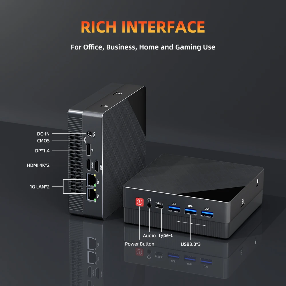 TexHoo Mini PC AMD R7 7730U 4500U R3 5400U hasta 32G DDR4 1T NVMe Dual HDMI DP Wifi6 Wordenador de juegos de escritorio Puertos de red duales