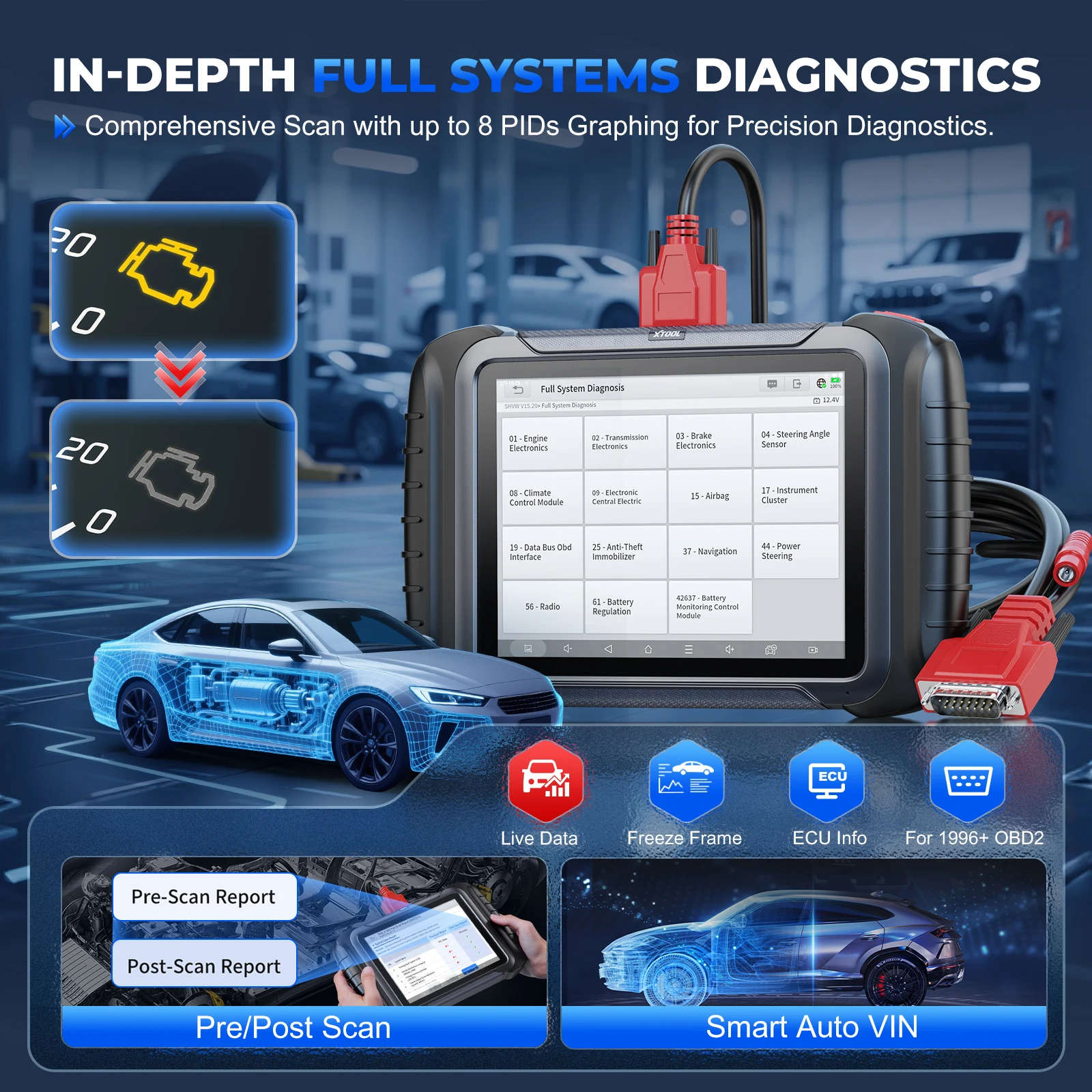 XTOOL D8S Ferramentas de diagnóstico de carros Automotive Scanner ECU Coding 42 Services Towplogy Programação Bidirecional Programação Canfd Doip FCA Entrega rápida do Brasil Warehouse