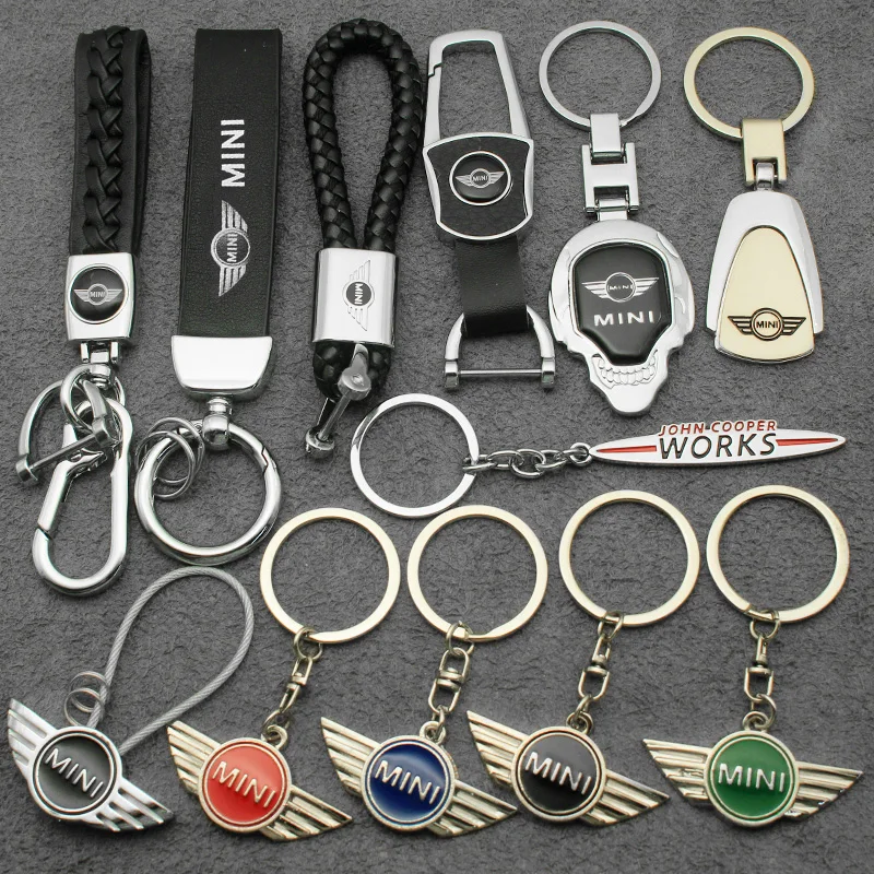 3D Metal/Leather Car Styling Keychain For MINI Cooper One S JWC R55 R56 F56 R57 R58 R59 R60 Key Chain Key Rings Auto Accessories