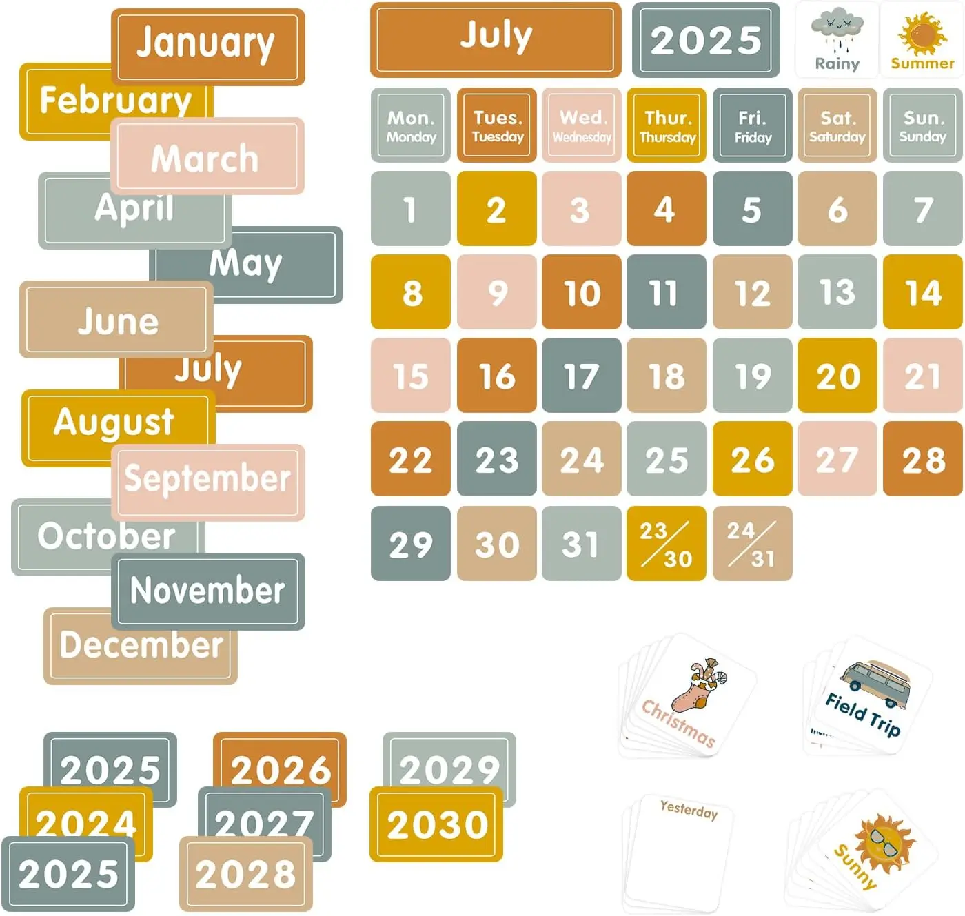 Large Boho Calendar Pocket Chart for Classroom with Cards Monthly Calendar and Weather Black Pocket Chart For Home School