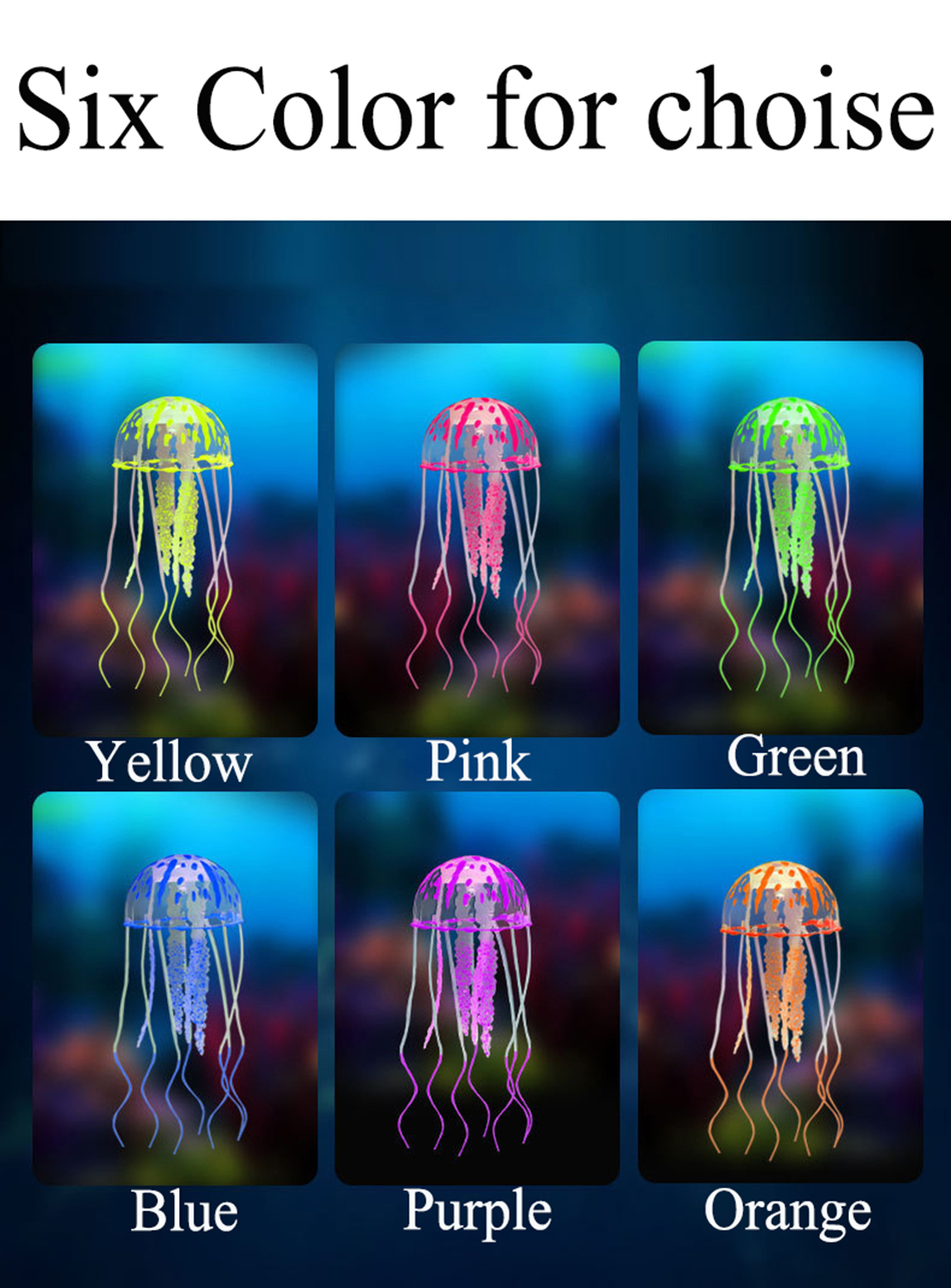 Colorful Artificial Glowing Effect Silicone Vivid Jellyfish Fish Tank Aquarium Decor Submarine Ornament Decoration Aquatic Pet