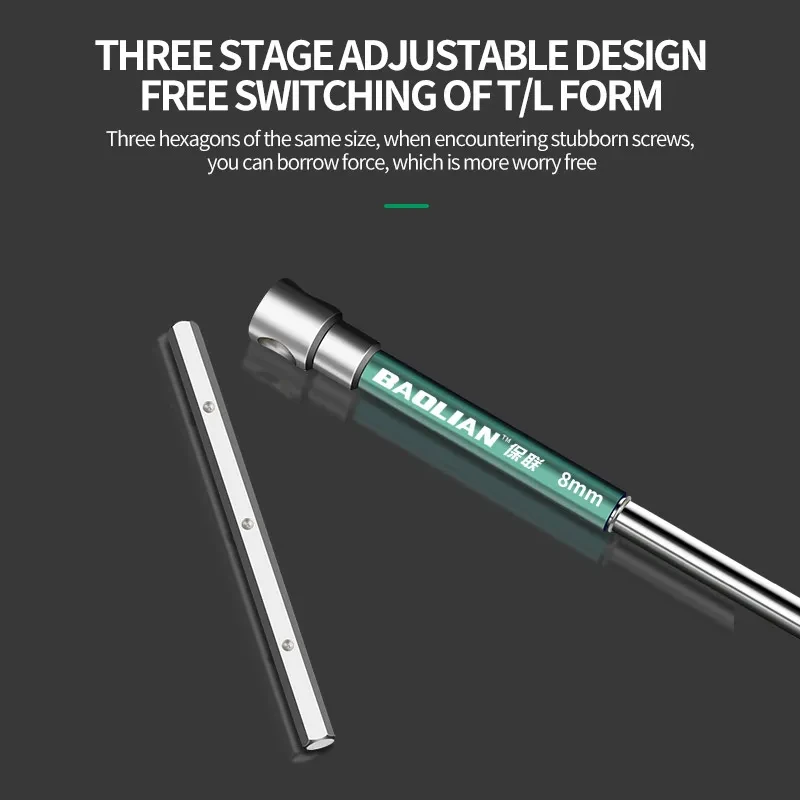Destornillador Torx T/L 2,5/3/4/5/6/8/10mm, llave hexagonal Allen tipo T, llave cromada, herramienta manual en forma de T, llave de vaso en T extendida
