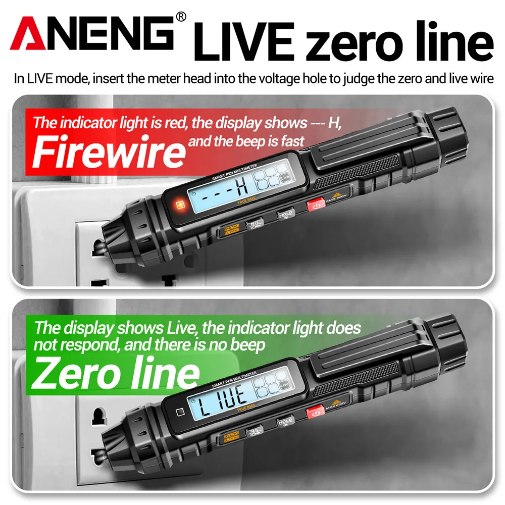 ANENG A3005 มัลติมิเตอร์แบบดิจิตอลปากกา 4000 นับProfessional Non-Contact Auto AC/DCแรงดันไฟฟ้าOhmเครื่องทดสอบไดโอดสําหรับเครื่องมือ