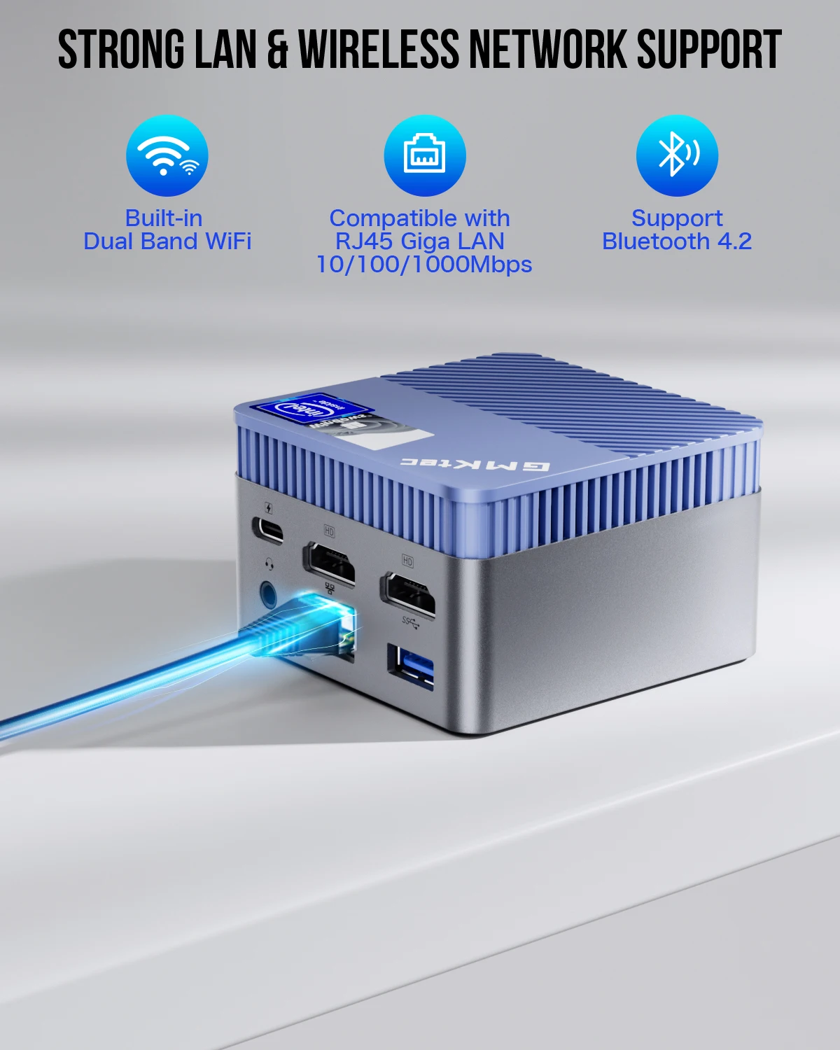 GMKtec Mini PC GMK G5 Blue NUCBOX Intel N97 system Window 11Pro DDR5 4800MHz WIFI 5 BT 5.0 GMKtec Mini Pc