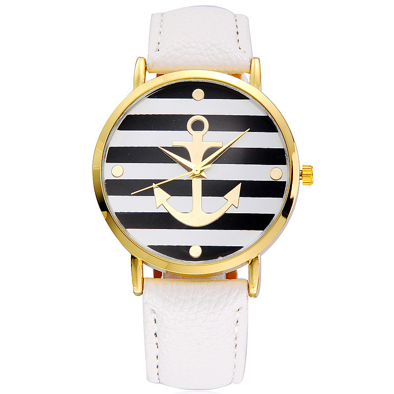 Mode 2021 Boot Anker Uhr Frauen Leder Quarz Uhren Genf Weiß Casual Frau Uhren Weibliche Uhr Relogio feminino