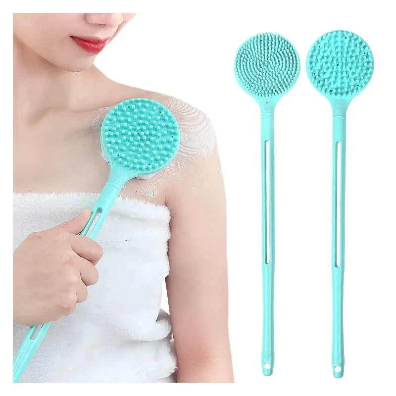 Cepillo corporal de ducha de doble cara, cepillo de baño de mango largo de silicona, masaje de baño, cepillo exfoliante corporal para espalda, 1 ud.