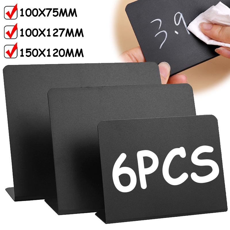 Escritorio portátil en forma de L, letrero de precio de PVC, tarjeta de mesa, tarjetas de lugar, Mini tableros de mensajes, pizarra, menú de mano