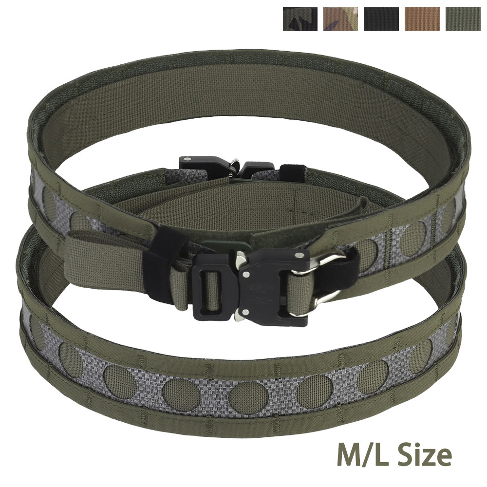 Cinturón táctico de bisonte, cinturón de batalla de 2 capas, hebilla de Metal de separación rápida, pretina MOLLE para caza al aire libre, equipo Airsoft, estilo Ferro