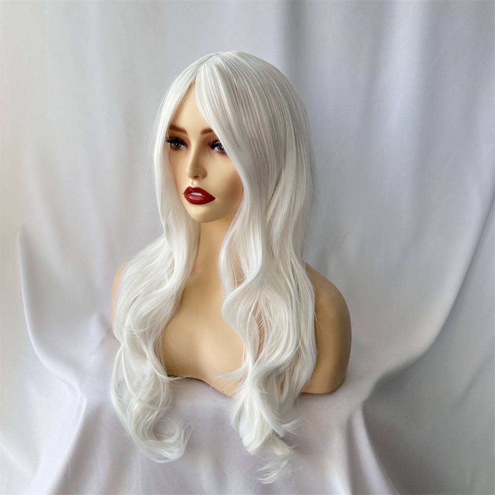 65 センチメートル合成かつら白ロングカールふわふわ波状巻き毛かつら妖精スタイルロングヘアかつらファッションフルヘッドカバーアクセサリー