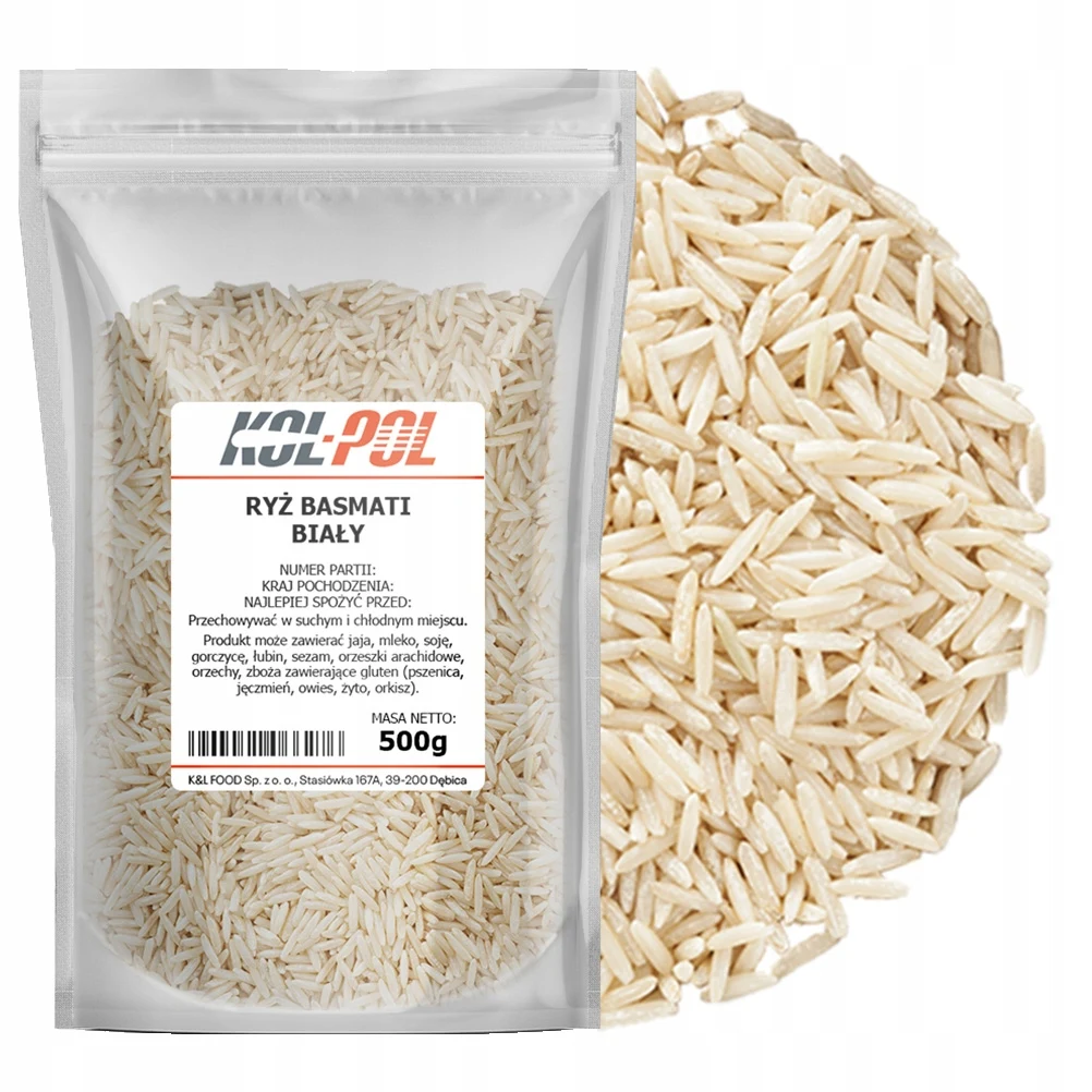 RYŻ BASMATI 500g Naturalny biały ryż długoziarnisty wysoka jakość Kol-Pol