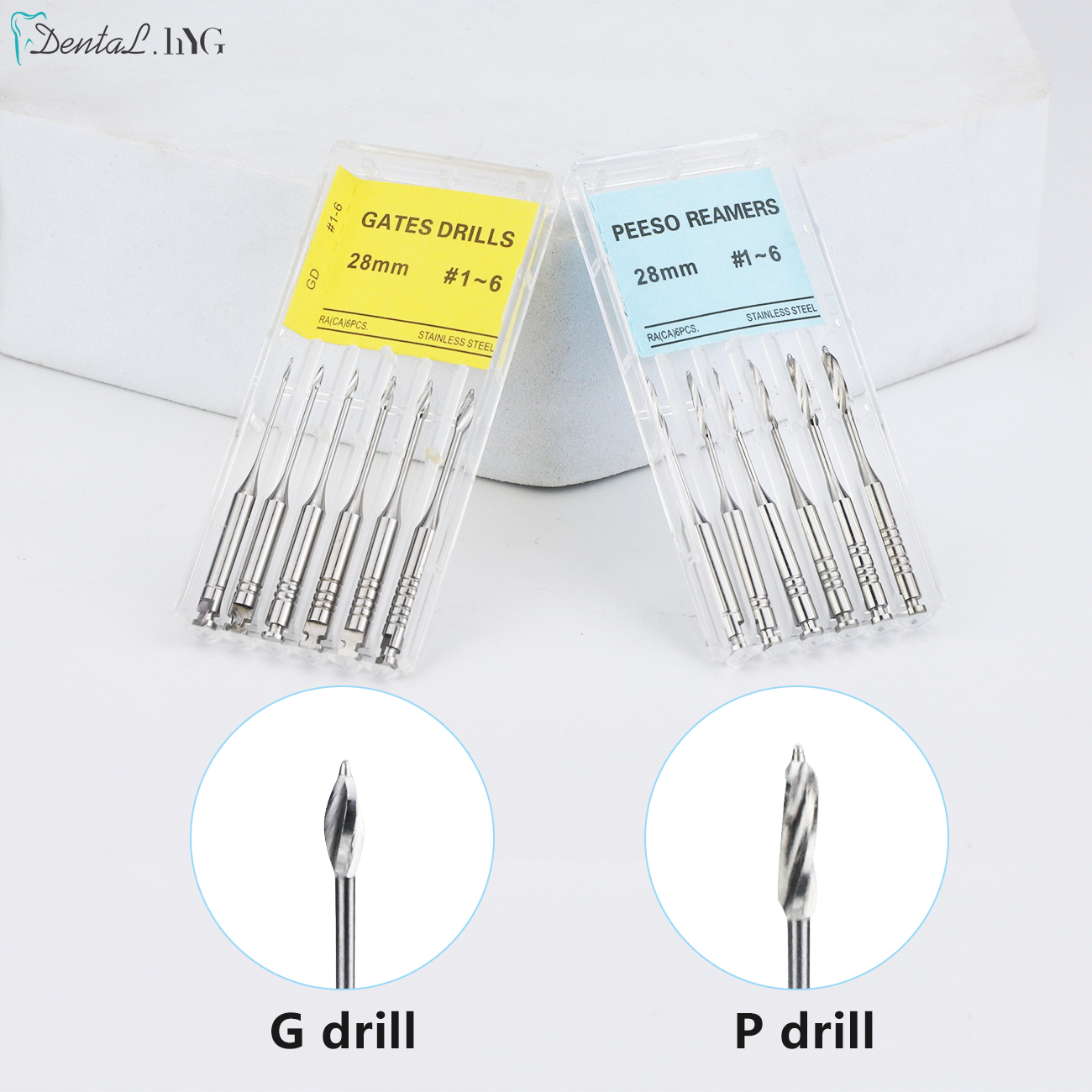 6 Teile/schachtel Dental Motor Verwenden Endodontie Tore Bohrer Peeso Reibahlen Glidden Rotary 28mm/32mm # 1-6 Edelstahl-Endo-Feilen für Zahnarzt