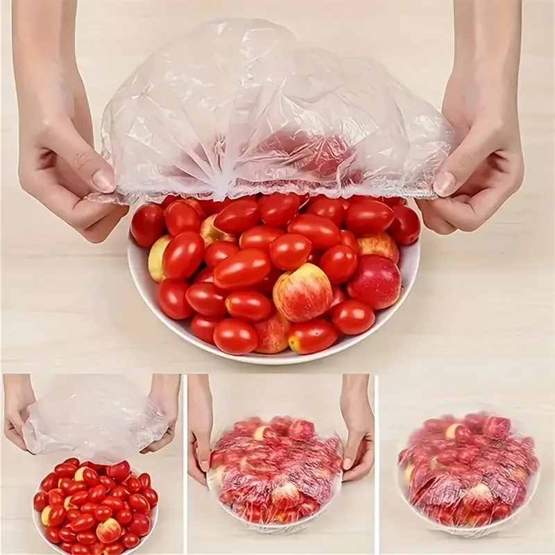 100pcs อาหารทิ้ง Saran Wrap ลําไส้เกรดอาหารสดถุงพลาสติกห้องครัวอุปกรณ์เสริม