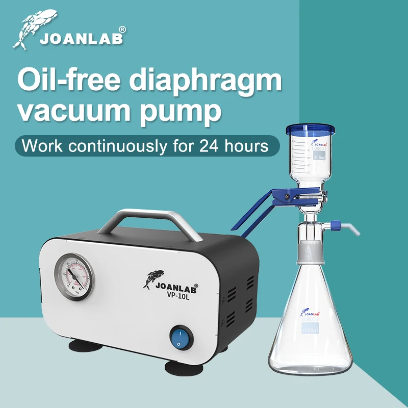 JOANLAB Mini pompa per vuoto a membrana senza olio Pompa per filtro da laboratorio Pompa a pressione negativa portatile Attrezzatura da laboratorio