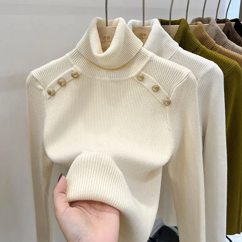 2024 秋と冬の新カシミヤセーター女性のタートルネック長袖ニットプルオーバースリムカシミヤセーター