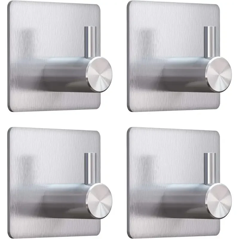 Ganchos de toalla autoadhesivos de acero inoxidable 304, ganchos de pared adhesivos para el hogar, abrigo, bata, accesorios de organización de baño, 4 Uds.