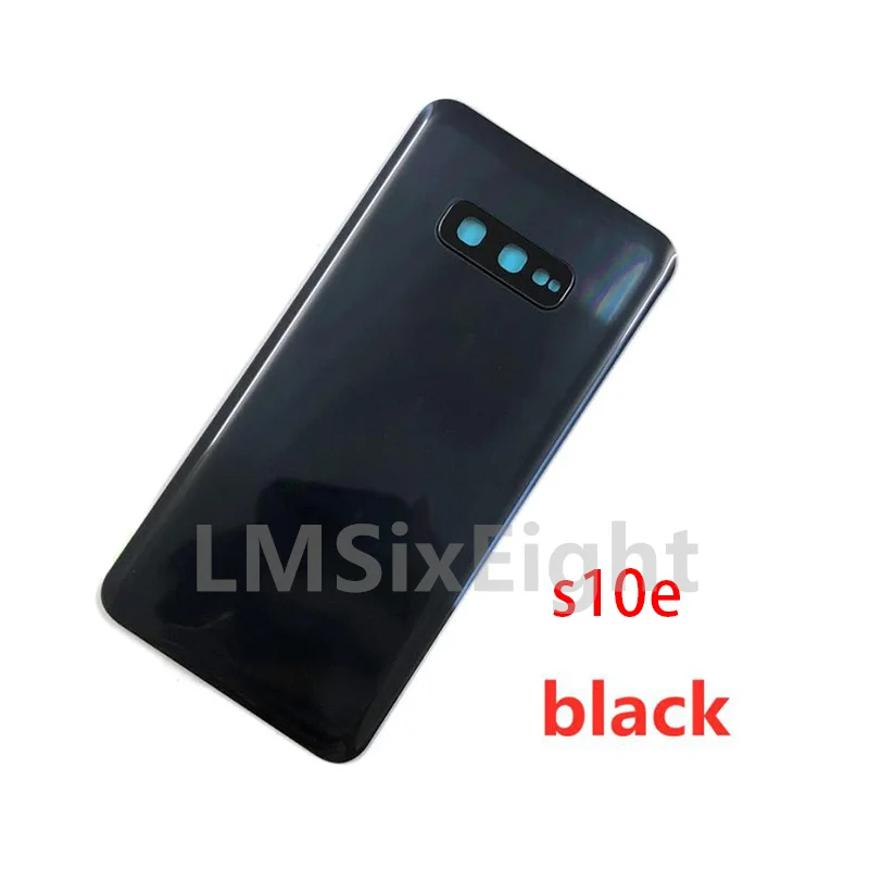新しいサムスンギャラクシー S10 G973 S10 プラス G975 S10e G970 ハウジングガラスリアドアケースバッテリーバックカバーパネルカメラレンズ部品電話交換蓋シャーシ粘着ステッカーテープ