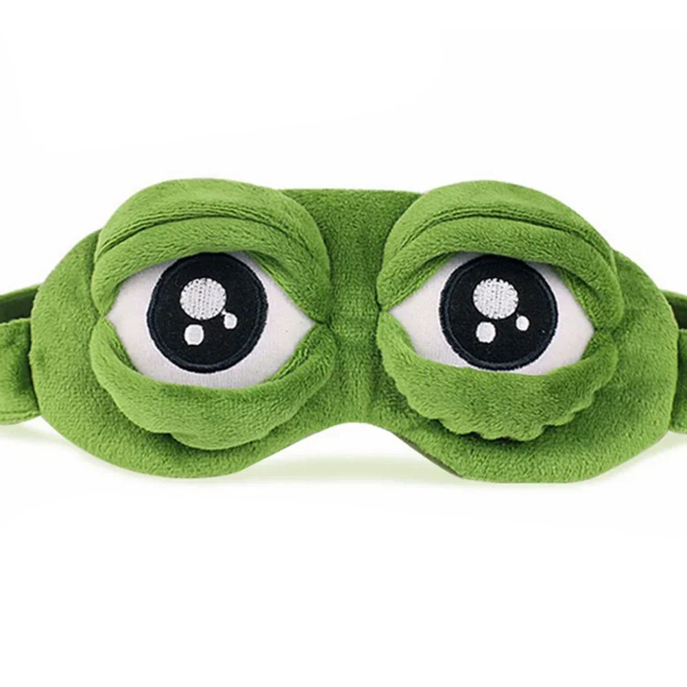 3D Triste Rana Maschera per il sonno Visiera per dormire naturale Copertura Ombra Benda per gli occhi donna uomo Benda morbida portatile Benda per gli occhi da viaggio