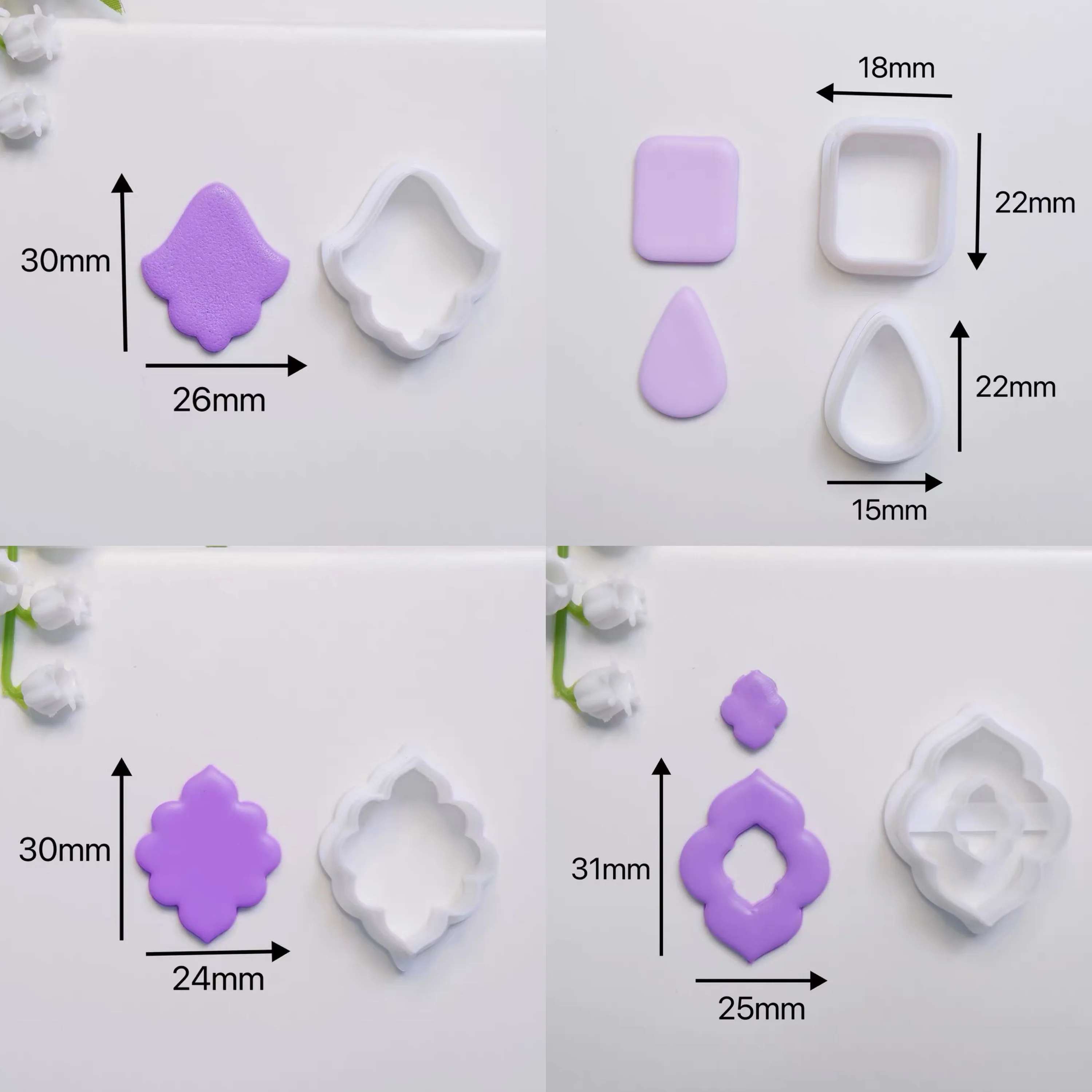 Tembikar lembut anting-anting polimer tanah liat cetakan tidak beraturan bentuk geometris/bunga teratai pemotong tanah liat perhiasan DIY alat tembikar liontin