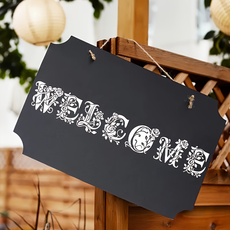 36 Stück florale Alphabet-Schablonen, wiederverwendbar, Rosen-Buchstaben-Malvorlagen, hohle Graffiti-Vorlage, Sprühform für Wandaufkleber