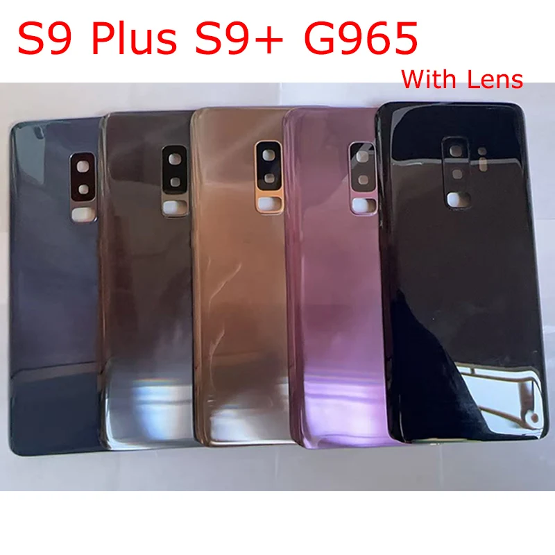 Корпус A +++ S9Plus для Samsung Galaxy S9 Plus G965 6,2 дюйма, стеклянная задняя крышка аккумулятора, ремонт, замена задней крышки двери + объектив камеры