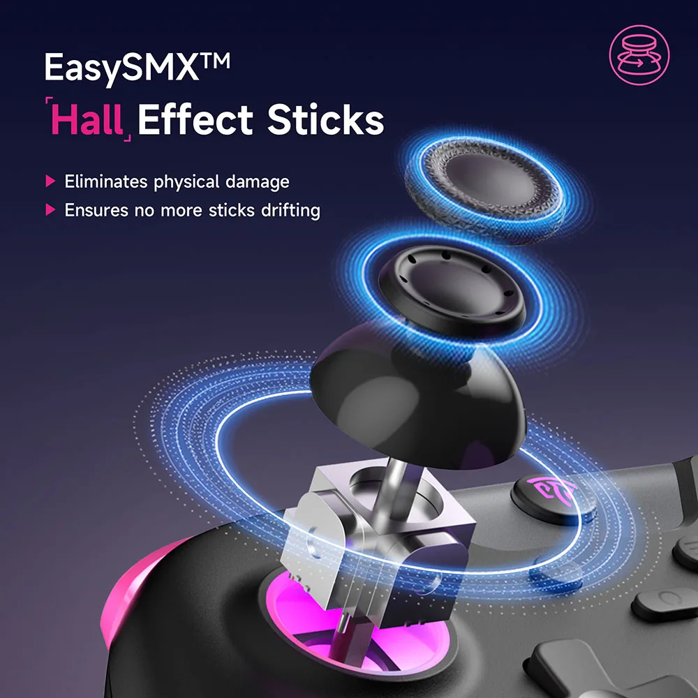 Беспроводной геймпад EasySMX X05, игровой контроллер Bluetooth, совместимый с ПК/телефоном/переключателем/паровым геймером, RGB-подсветкой, эффектом зала
