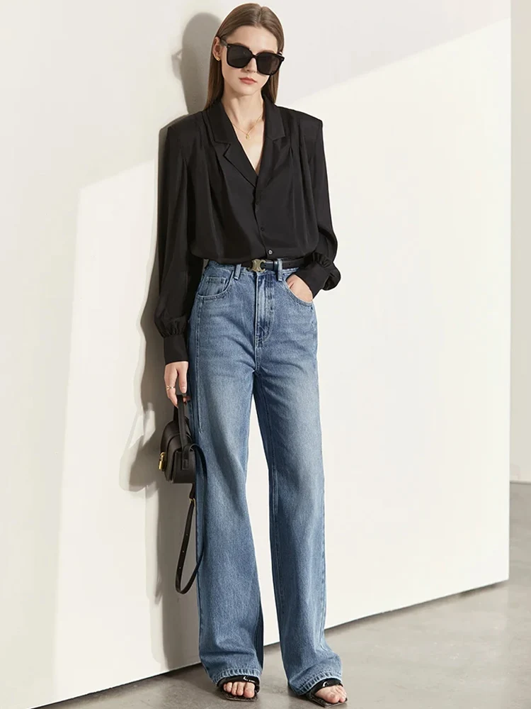 Amii Минимализм Женские джинсы 2024, весенние винтажные джинсовые брюки, свободные широкие брюки, женские повседневные брюки, женские брюки 12270097