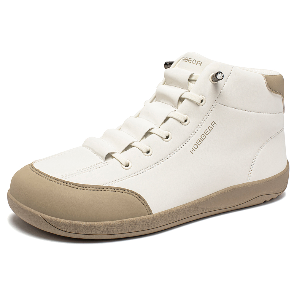 HOBIBEAR Zapatos descalzos de caña media para hombre y mujer, botines con punta ancha, zapatos de cuero artificial antideslizantes para exteriores