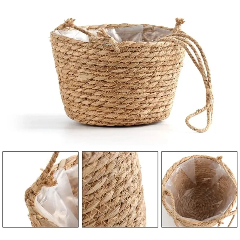 Garten Hängen Pflanzer Makramee Pflanzen Lagerung Korb Jute Seil Gewebt Indoor Outdoor Blumentopf Halter Pflanzen Kleiderbügel Wohnkultur