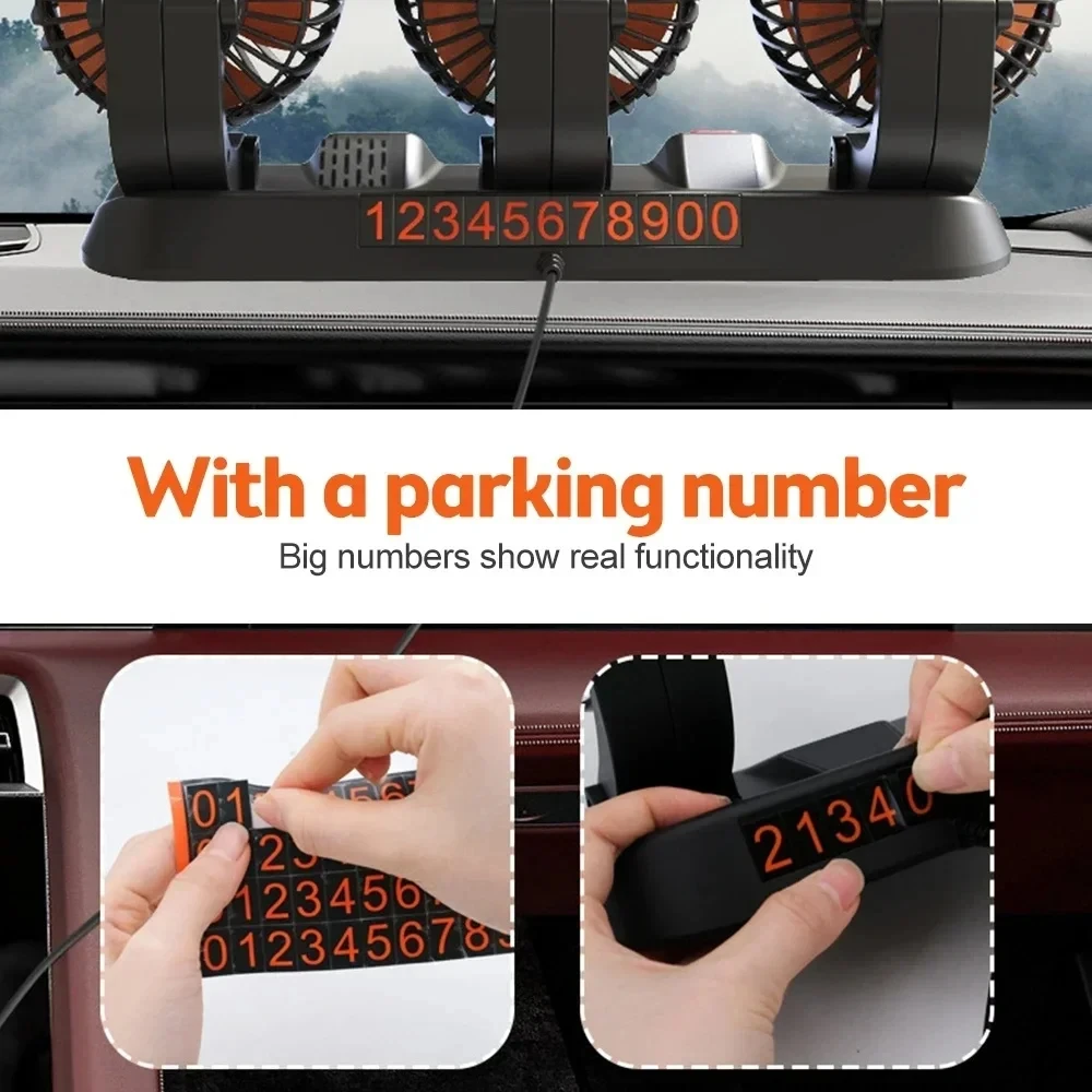 Ventilador de carro 360 °   Ventilador de ar de 3 cabeças ajustável ventilador elétrico automotivo usb/12v/24v ventilador 2 velocidades ventilador silencioso de carro para mesa de casa escritório e carro