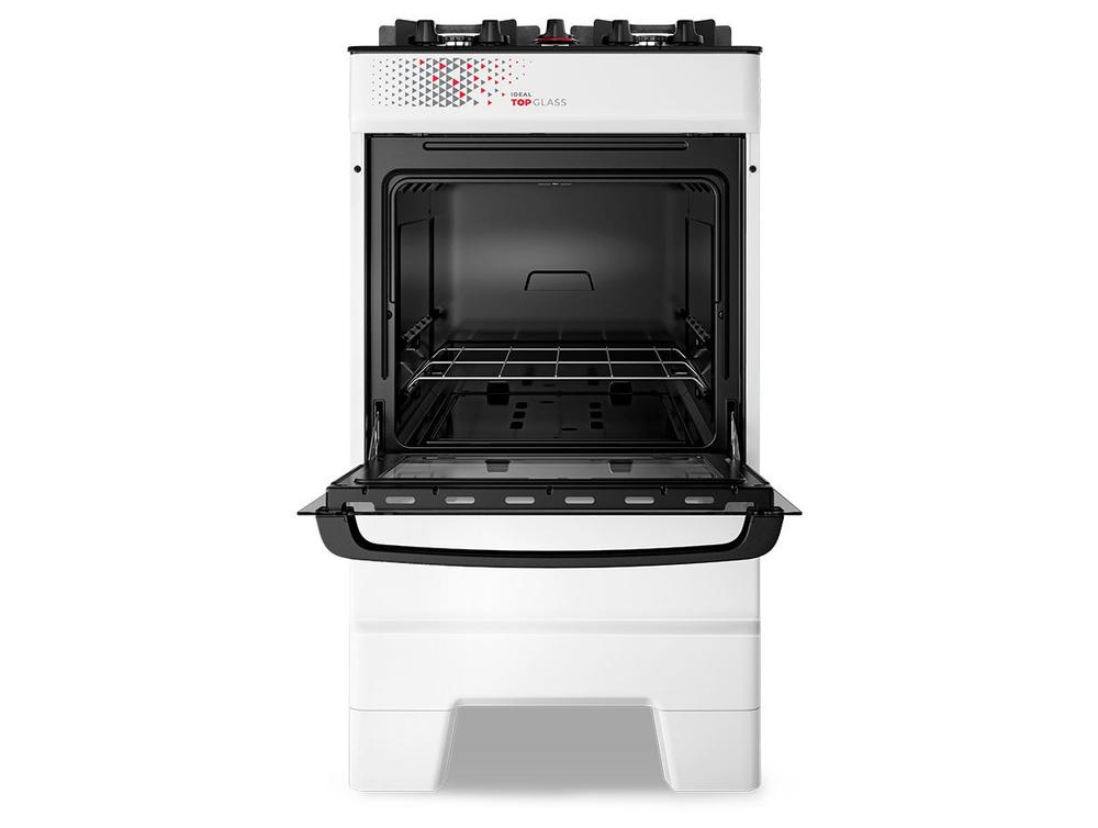 Fogão 4 Bocas Esmaltec Branco Mesa de Vidro Ideal Top Glass T4VAB - Bivolt