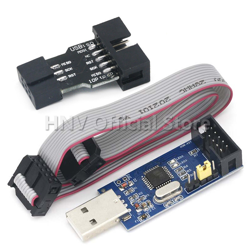 USB-программатор USBASP USBISP AVR, USB-программатор ATMEGA8 ATMEGA128 ATtiny/CAN/PWM 10-контактный проводной модуль «сделай сам» + 10-контактная 6-контактная плата адаптера, 1 компл.
