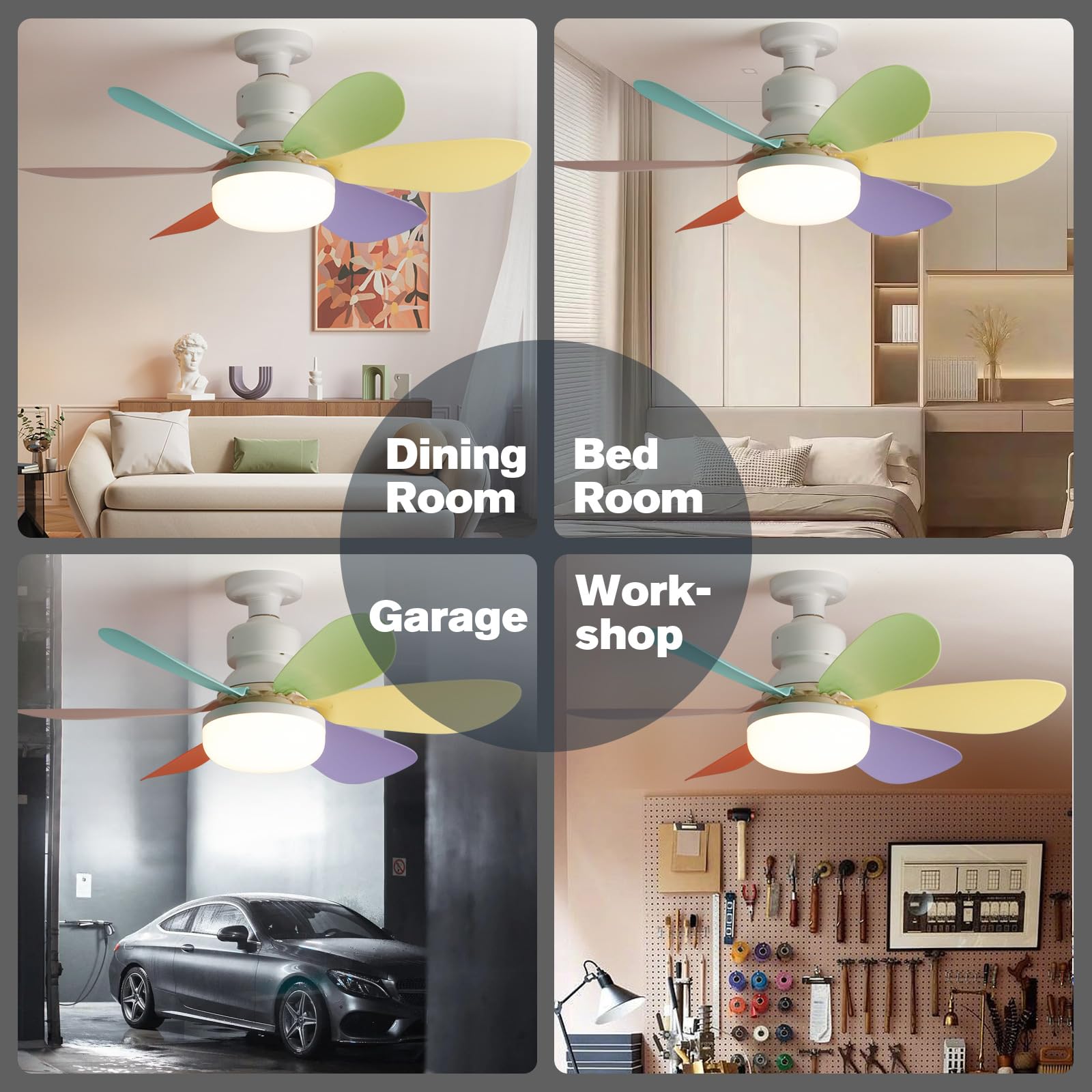 LED Modern Fan Lights 42/52CM Three Gear Adjustable Ceiling Fan for Children's Room Bedroom Hotel Restaurant Indoor Luminarie