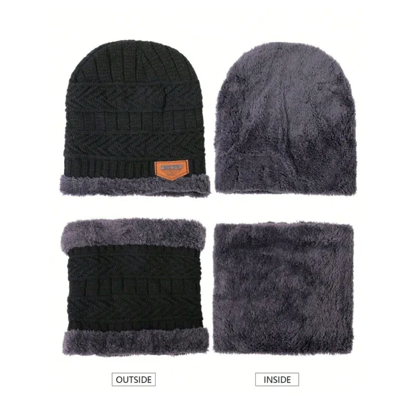 Gorro, bufanda, guantes, conjunto de tres piezas para hombre, gorro grueso y cálido de invierno, gorro con protección para los oídos cómodo y resistente al frío