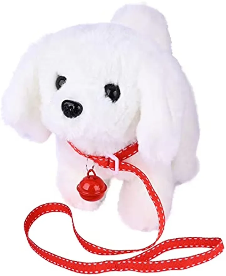 Simulação elétrica cão brinquedos de pelúcia interativo 18cm cão robô andando latido cauda balançando brinquedo para crianças aniversário presente natal