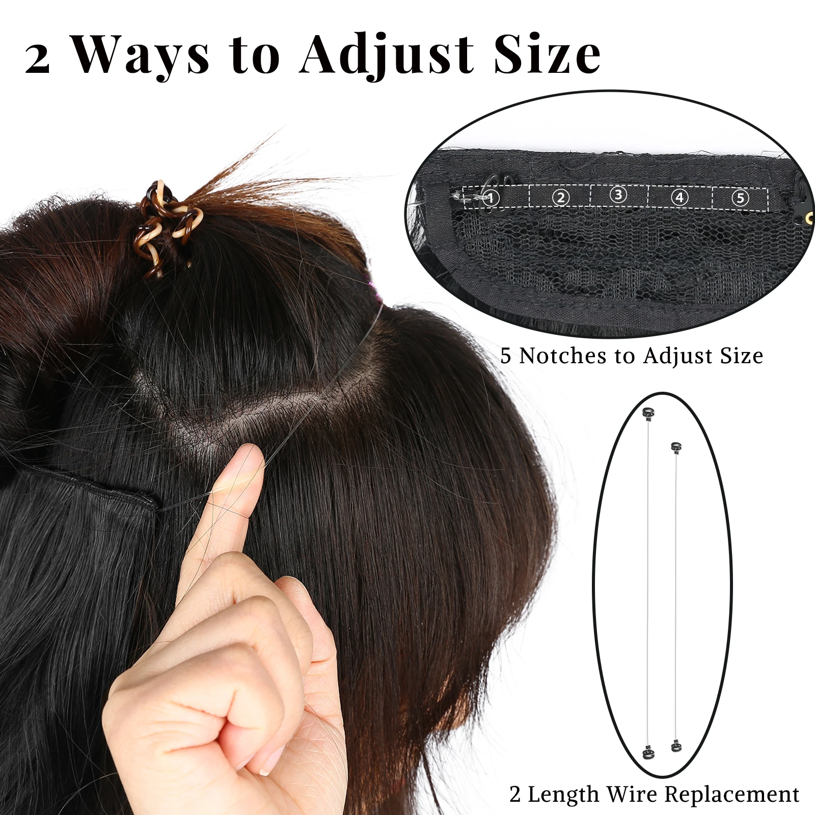 Clipes sintéticos fio extensões de cabelo invisível longo ondulado linha de peixe peruca para mulheres linha de peixe extensão do cabelo 2 clipes