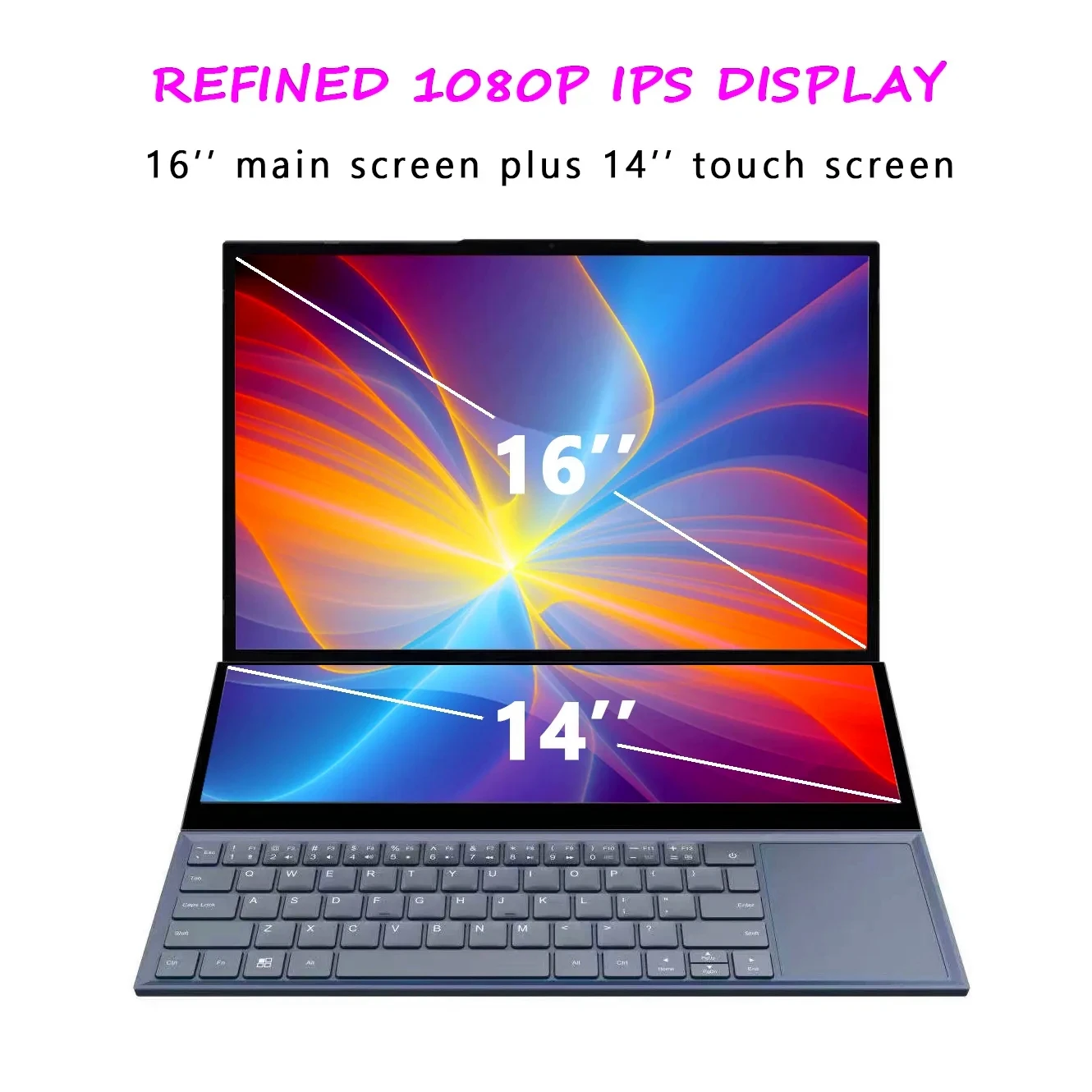 Computadora portátil de deportes electrónicos de doble pantalla I7 9750H Combinación de una pantalla de 16 pulgadas y una computadora portátil para juegos Windows 11 Pro con pantalla táctil de 14 pulgadas