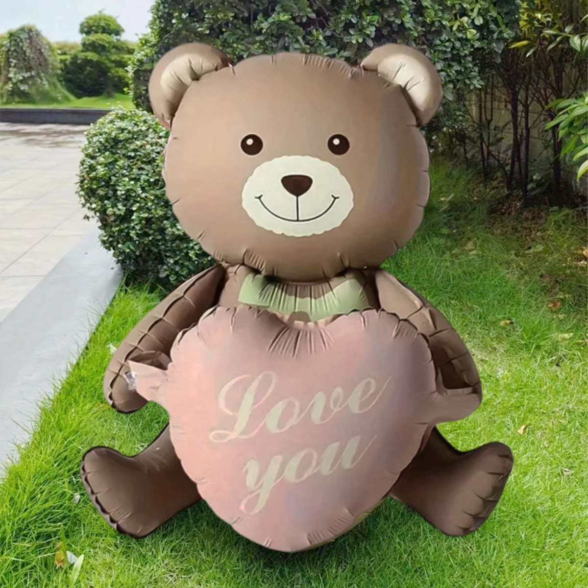 Balon z folii aluminiowej 3D Lying Cartoon Matte Heart Bear, odpowiedni na przyjęcie urodzinowe, dekorację walentynkową, baby shower