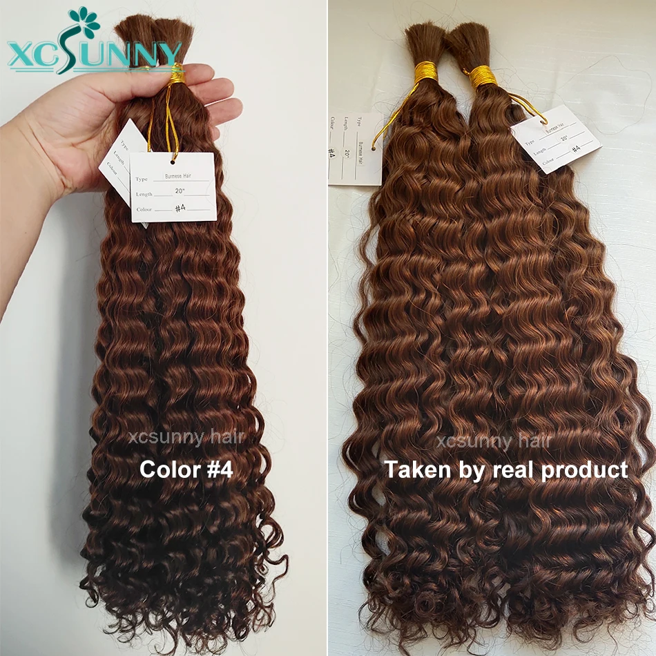 BULK Human Hair ไม่มี Weft สําหรับ Braiding CURLY Deep WAVE Full Ends Extensions 3 pcs/5 pcs BULK Hair Bundles ขายส่งสําหรับ Boho Braids