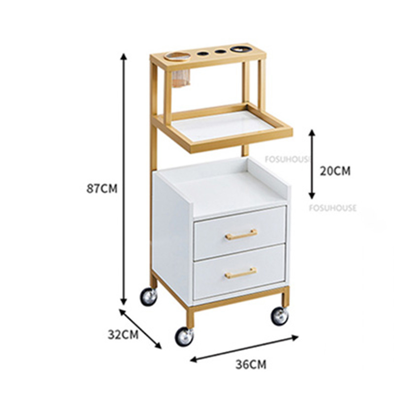 Carrito auxiliar de hierro para salón de belleza, carrito moderno con ruedas, almacenamiento, muebles multifunción
