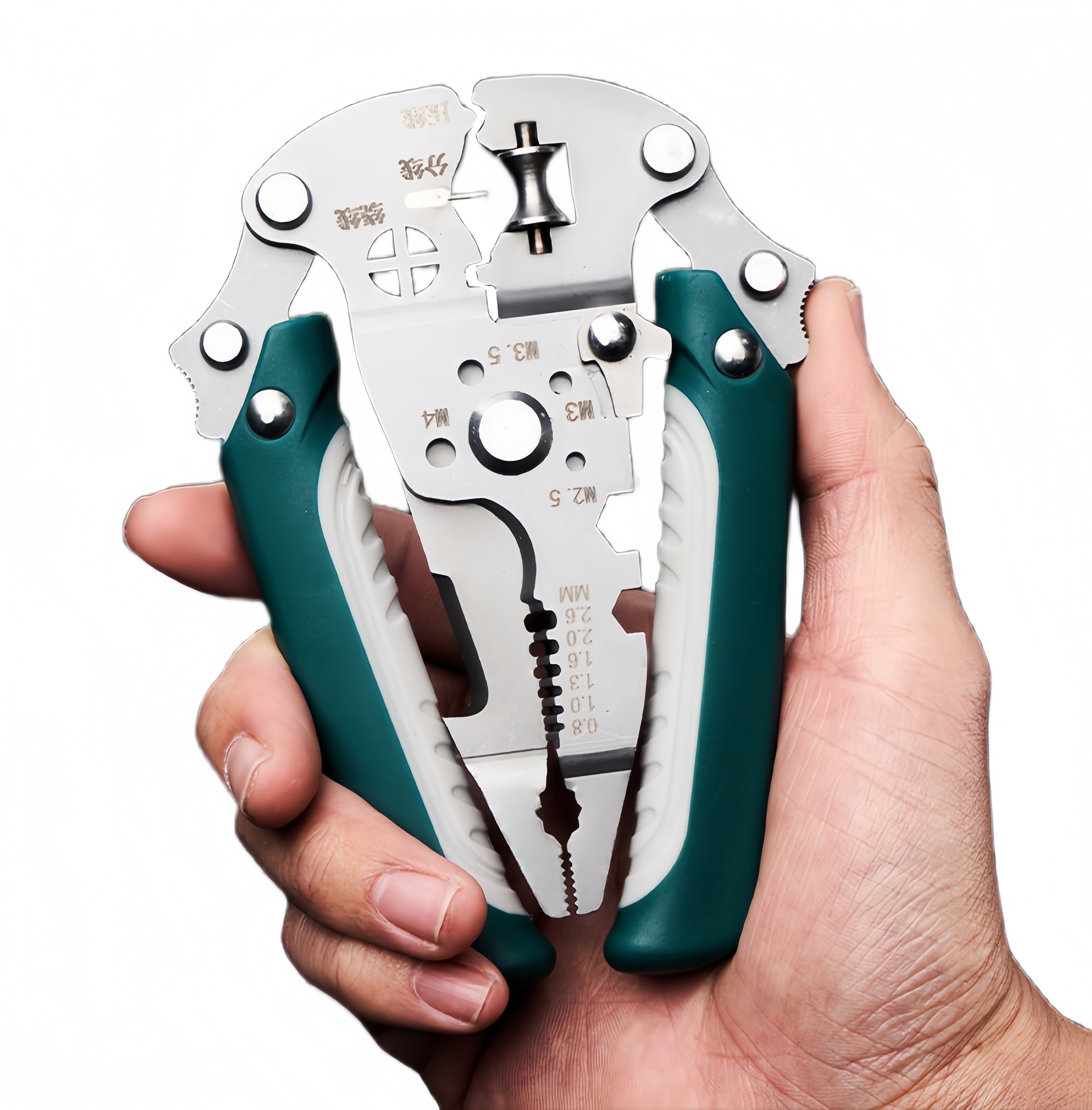 Foldable wire stripper electrician wire splitter wire pliers crimping plier tool with stripping, crimping and twisting functions