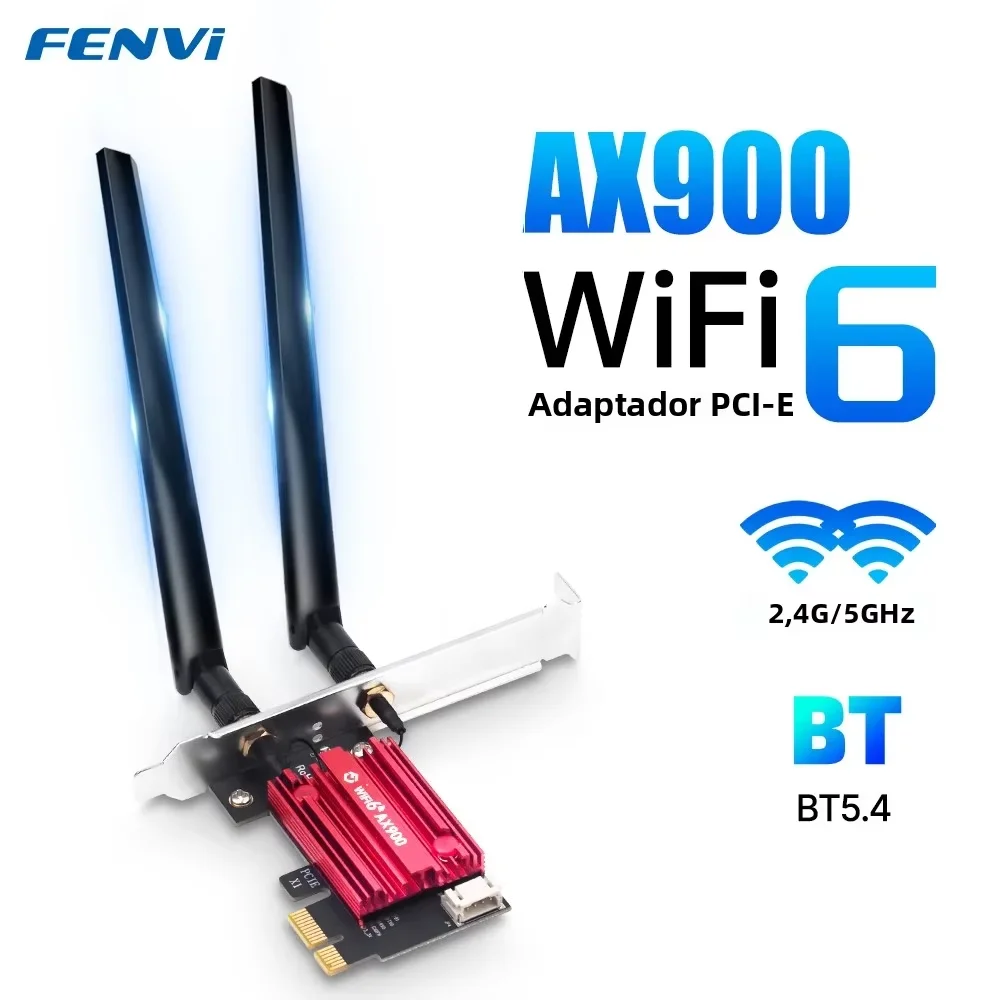 fenvi AX900 WiFi 6 Беспроводной адаптер PCI-E Bluetooth 5.4 Двухдиапазонная сетевая карта 2,4G/5GHz 900 Мбит/с WiFi6 для настольных ПК Win 10/11