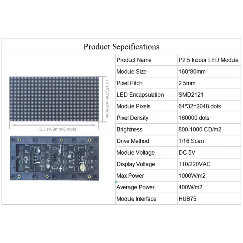 P2.5 Indoor 64*32dots RGB Vollfarb-LED-Punktmatrix-Panel für 128*32 Pin2dmd Flipper VPin-Displays