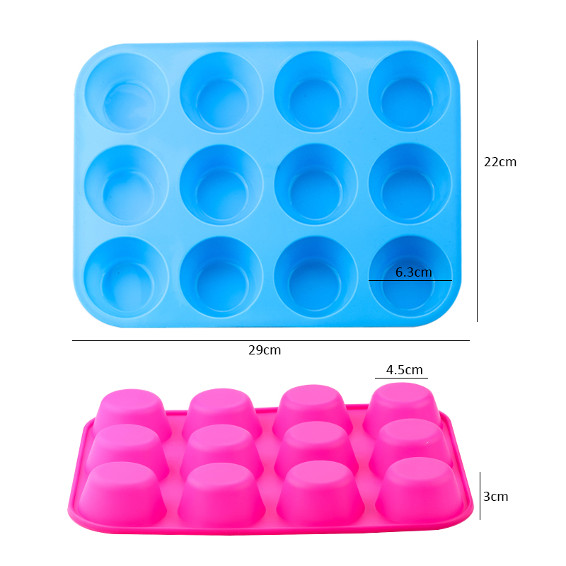 Silicone Round Mold 12 Holes Mini Muffin DIY Cupcake Cookies Fondant Baking Pan Non-Stick Pudding Steamed Cake Mold Baking Tool