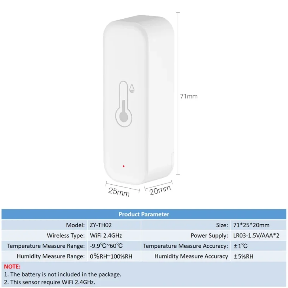 Tuya WiFi temperatuur en vochtigheid Smart Home thermometer hygrometer APP alarm op afstand Werk met Alexa Google Home