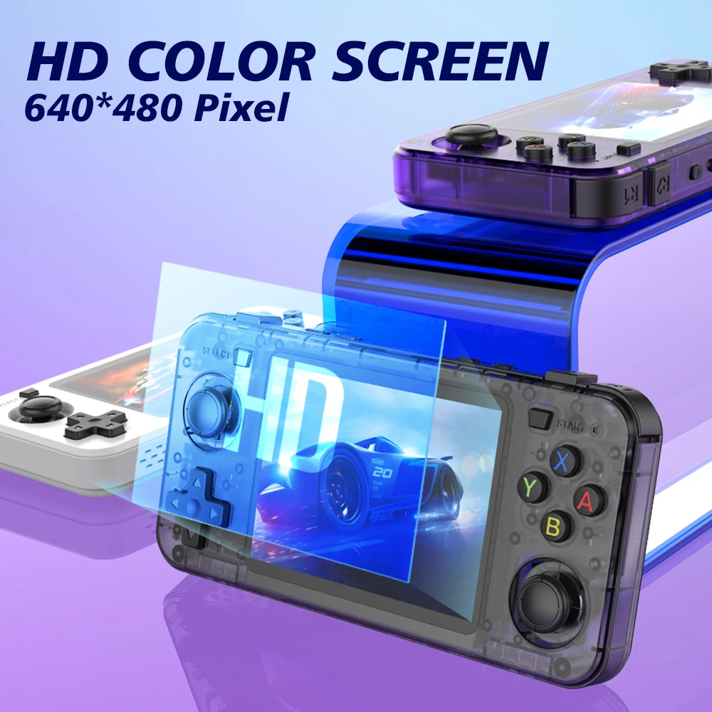 Nueva consola portátil Retro R36H, sistema Linux de código abierto, consolas de juegos clásicas, pantalla IPS de 3,5 pulgadas, reproductor de vídeo portátil de 64G