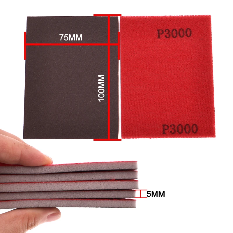 75*100 мм ультратонкие губчатые блоки для влажной и сухой шлифовки, 10/20 шт., разные зернистости, 120-3000, моющиеся, многоразовые, для полировки, абразивные инструменты